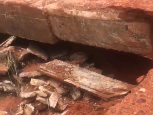 Erosion cuts-off Umudim Imezi-Owa community from the rest of Ezeagu LGA 1 Collapsed portions of the culvert at UBA Junction, off Enugu-Onitsha expressway, washed away by heavy rainfall (Photo credit: Umudim Youths Assembly)