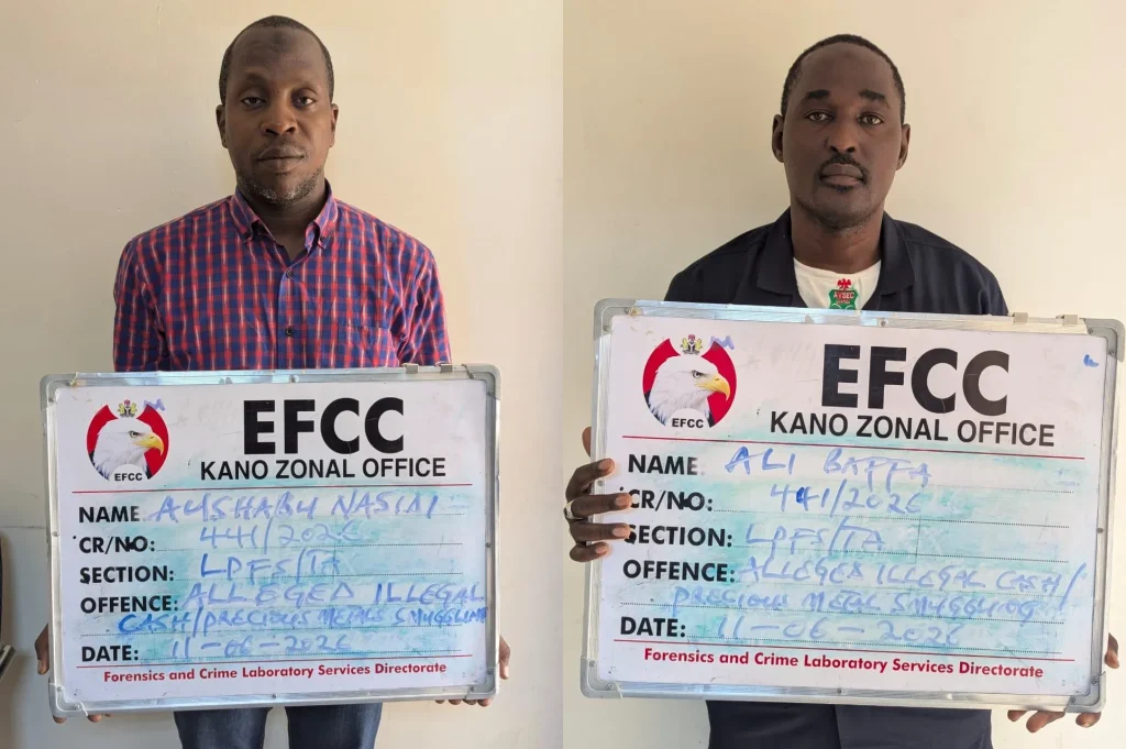 EFCC arrests AVSEC inspector, 2 others for alleged cash, gold smuggling in Kano 1 EFCC arrests AVSEC inspector, 2 others for alleged cash, gold smuggling in Kano
