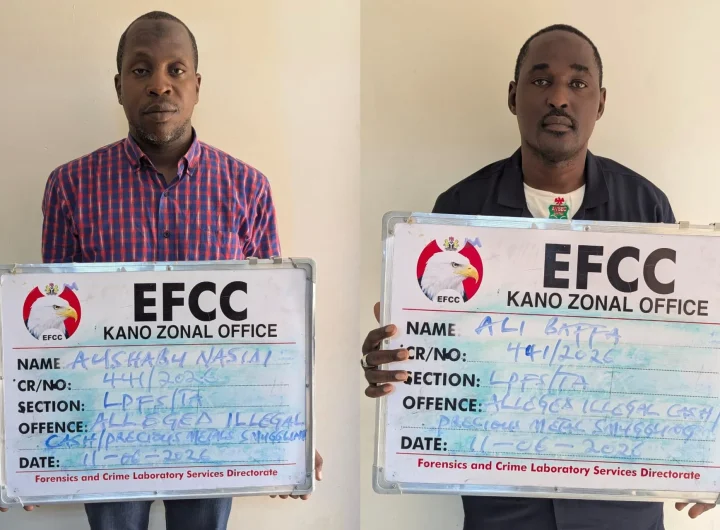 EFCC arrests AVSEC inspector, 2 others for alleged cash, gold smuggling in Kano 30 EFCC arrests AVSEC inspector, 2 others for alleged cash, gold smuggling in Kano