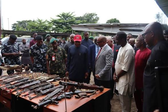 Mbah lauds DSS, Army, others as he inspects arms cache seized from ESN terrorists 33 Mbah lauds DSS, Army, others as he inspects arms cache seized from ESN terrorists