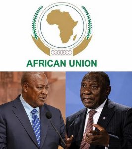 South Africa, Xenophobia, Mahama And AU Chairmanship, By PAUL EJIME 3 AU log top with Ghanas President John Mahama his South African counterpart Cyril Ramaphosa l r bottom