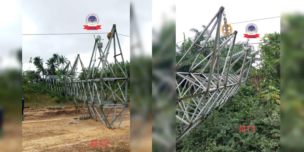 TCN: 5 transmission towers collapse after severe vandalism on Ikot Abasi–Eket 132kV line 1 TCN: 5 transmission towers collapse after severe vandalism on Ikot Abasi–Eket 132kV line